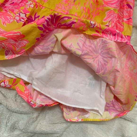 Lilly Pulitzer Bri V-Neck Cotton Midi Dress Calla Yellow Floral - Picture 10 of 11